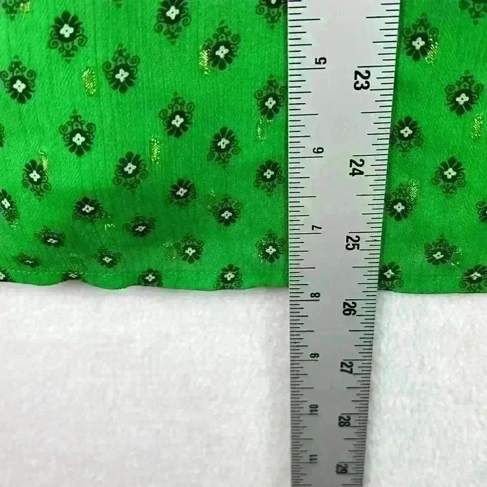 Carolina Belle Blouse Green Women’s Size L Polyester Cap Sleeve Ruffles - Picture 8 of 8